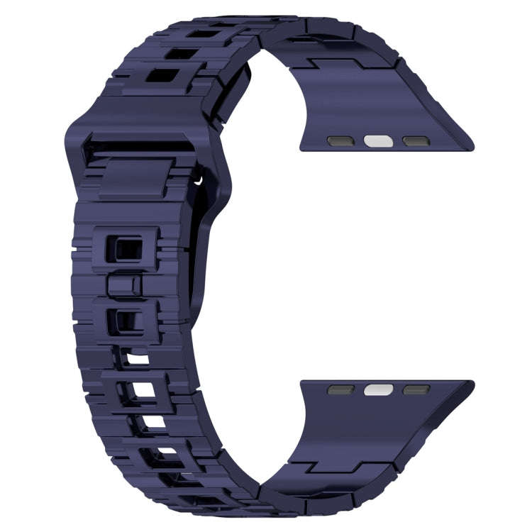 For Apple Watch 7 45mm Square Buckle Armor Style Silicone Watch Band(Plating Blue)