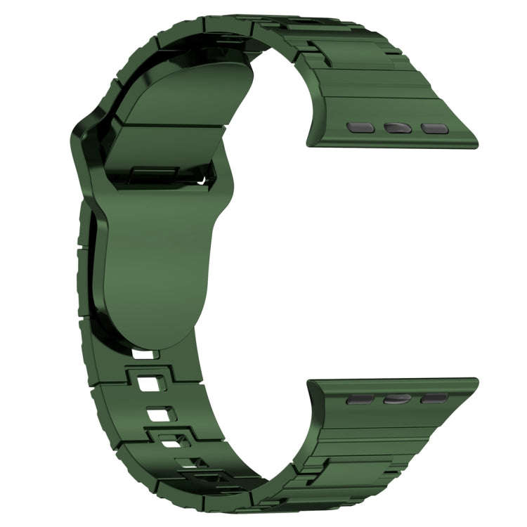 For Apple Watch 7 45mm Square Buckle Armor Style Silicone Watch Band(Plating Green)
