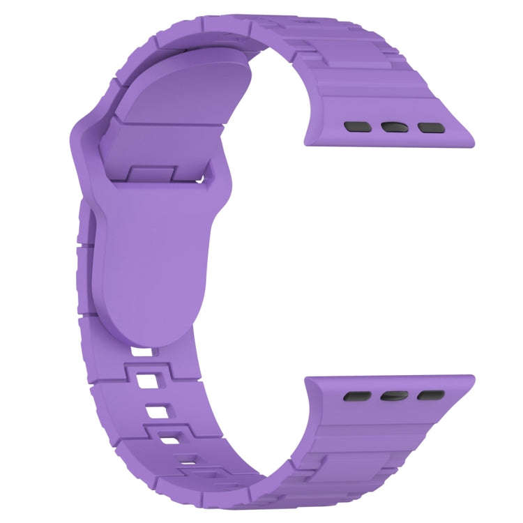 For Apple Watch 7 45mm Square Buckle Armor Style Silicone Watch Band(Purple)