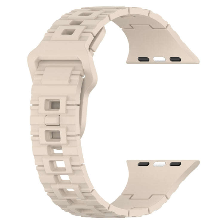 For Apple Watch 6 40mm Square Buckle Armor Style Silicone Watch Band(Ivory White)
