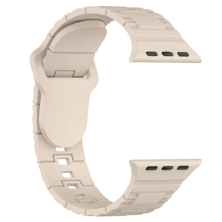 For Apple Watch 6 40mm Square Buckle Armor Style Silicone Watch Band(Ivory White)