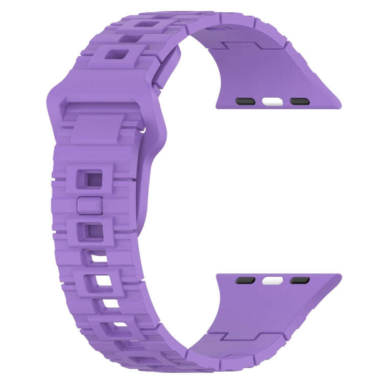 For Apple Watch 6 44mm Square Buckle Armor Style Silicone Watch Band(Purple)