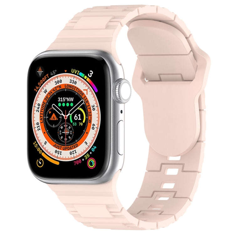 For Apple Watch 2 38mm Square Buckle Armor Style Silicone Watch Band(Light Pink)