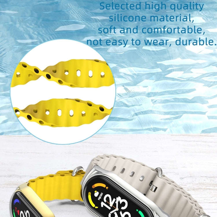 For Xiaomi Mi Band 8 / 9 Mijobs CS Case Marine Silicone Breathable Watch Band(Yellow Silver)