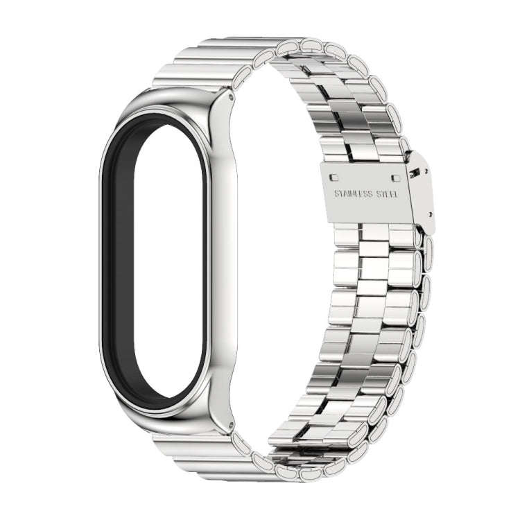 For Xiaomi Mi Band 8 / 9 Mijobs CS Case Bamboo Buckle Metal Watch Band(Silver)