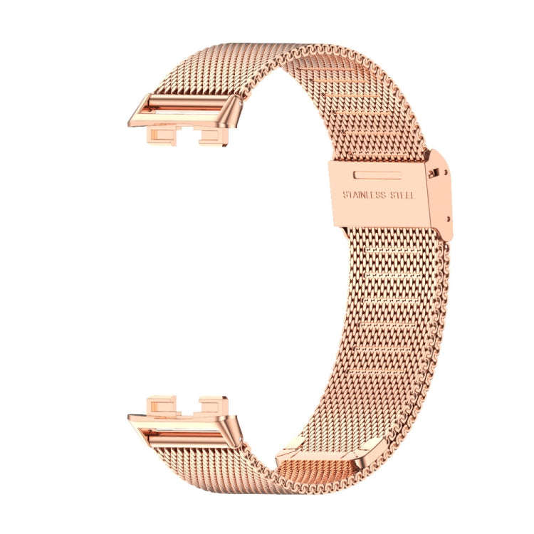For Huawei Band 8 / 9 / 10 Mijobs Milan Buckle Stainless Steel Watch Band(Rose Gold)