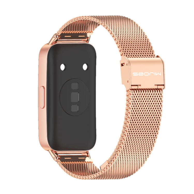 For Huawei Band 8 / 9 / 10 Mijobs Milan Buckle Stainless Steel Watch Band(Rose Gold)