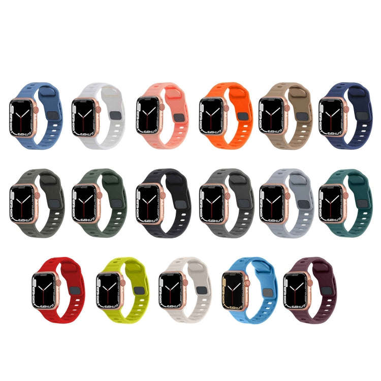 For Apple Watch 6 40mm Square Buckle Stripes Silicone Watch Band(Dark Blue)