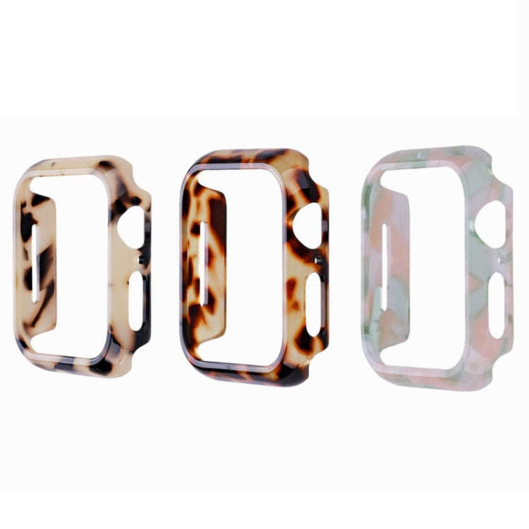 For Apple Watch Series 6 / 5 / 4 / SE 44mm Printed Resin PC Watch Case(Pink Green)