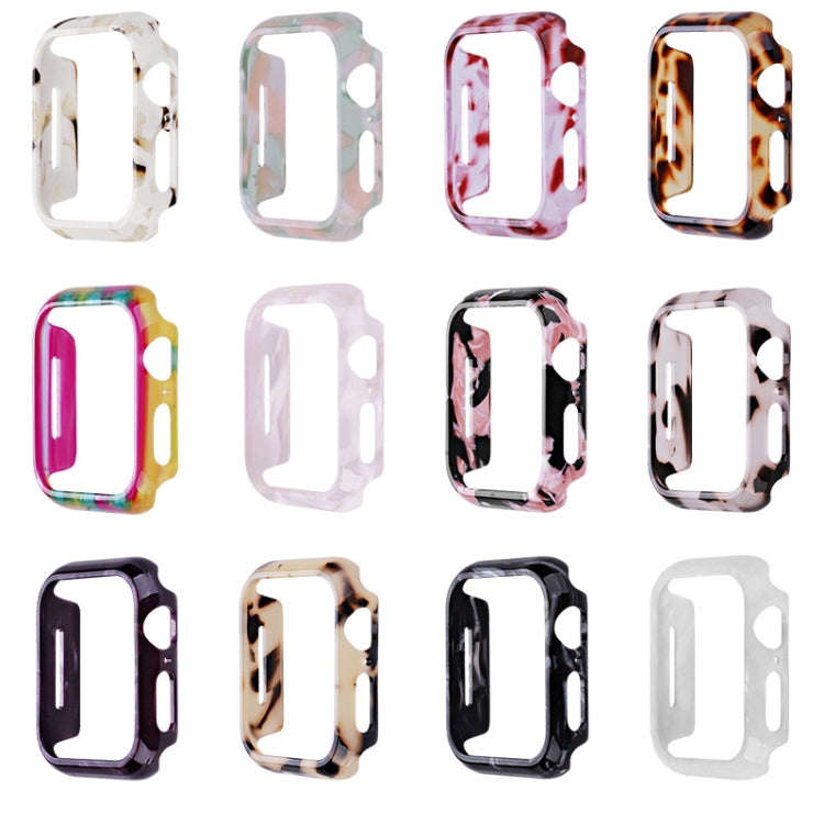 For Apple Watch Series 6 / 5 / 4 / SE 44mm Printed Resin PC Watch Case(Pink Green)
