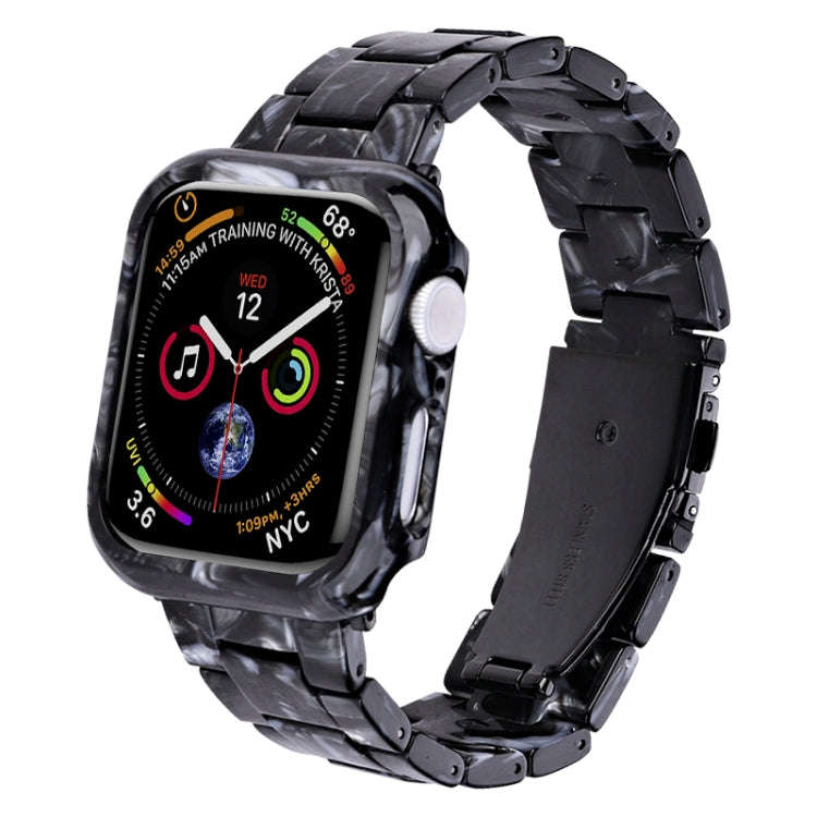 For Apple Watch Series 9 / 8 / 7 41mm Printed Resin PC Watch Band Case Kit(Black Pink)