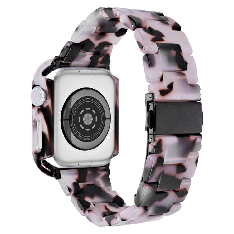 For Apple Watch Series 9 / 8 / 7 41mm Printed Resin PC Watch Band Case Kit(Red Pink)