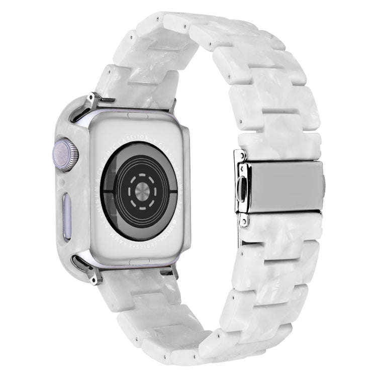 For Apple Watch Series 9 / 8 / 7 41mm Printed Resin PC Watch Band Case Kit(Pearl White)