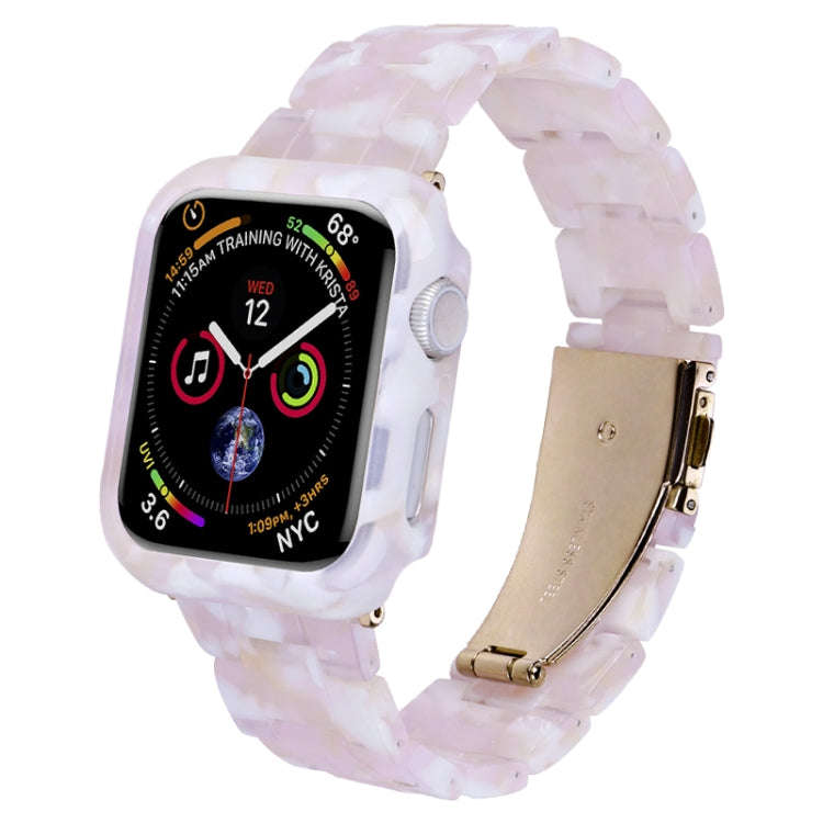 For Apple Watch Series 9 / 8 / 7 45mm Printed Resin PC Watch Band Case Kit(Tortoiseshell)