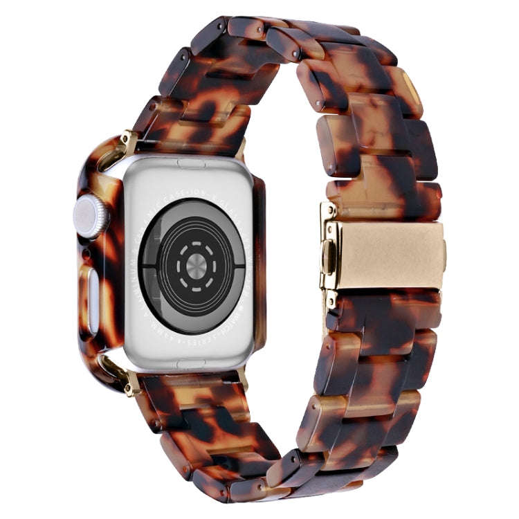 For Apple Watch Series 9 / 8 / 7 45mm Printed Resin PC Watch Band Case Kit(Tortoiseshell)
