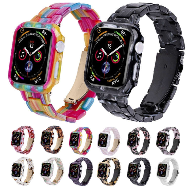 For Apple Watch Series 9 / 8 / 7 45mm Printed Resin PC Watch Band Case Kit(Red Pink)