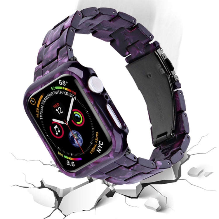 For Apple Watch Series 9 / 8 / 7 45mm Printed Resin PC Watch Band Case Kit(Tortoiseshell)