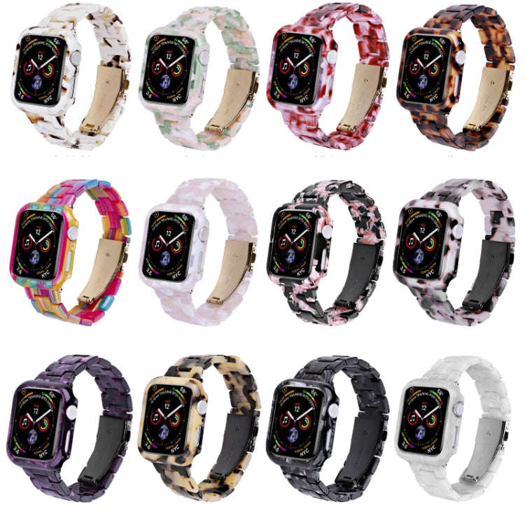 For Apple Watch Series 9 / 8 / 7 41mm Printed Resin PC Watch Band Case Kit(Purple)