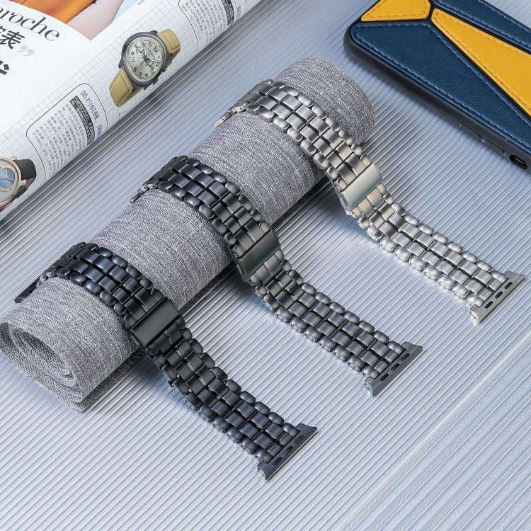 For Apple Watch Series 7 41mm Five Beads Titanium Steel Watch Band(Grey)