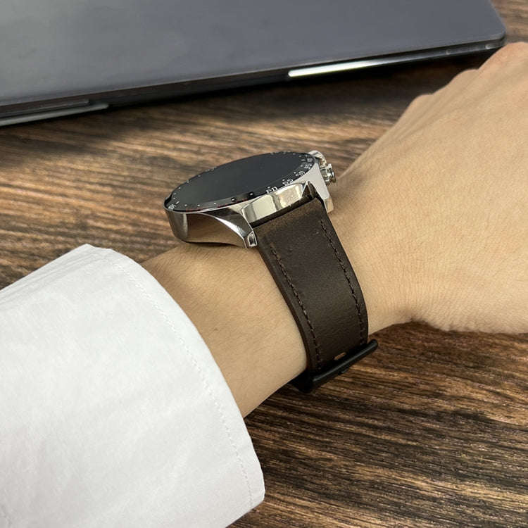 22mm Universal Retro Texture Leather Watch Band(Brown)