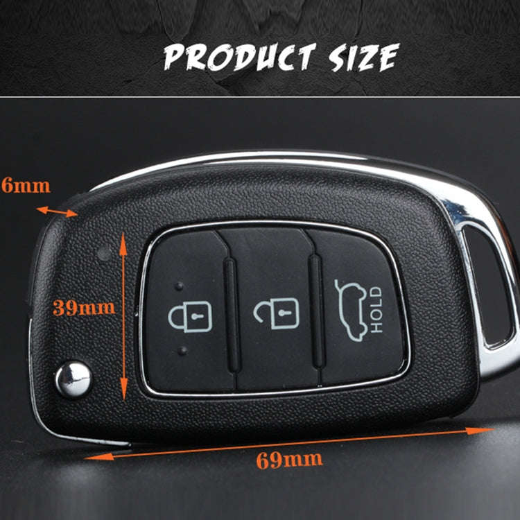 For Hyundai 3-button Folding Car Key Shell with Silver Metal Edge