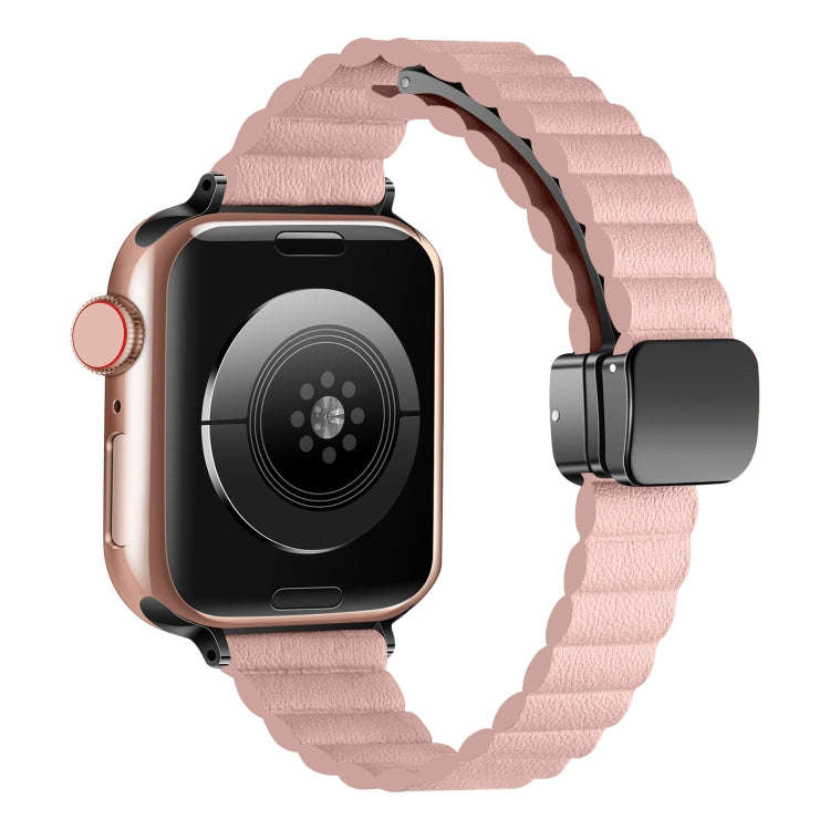 For Apple Watch SE 2022 40mm Water Ripple Magnetic Folding Buckle Watch Band, Style: Thin Version...