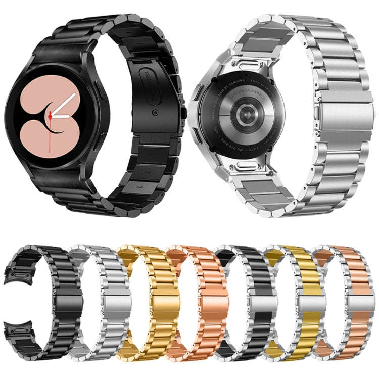 For Samsung Galaxy Watch 6 Quick Release Button Three-bead Stainless Steel Watch Band(Rose Gold)