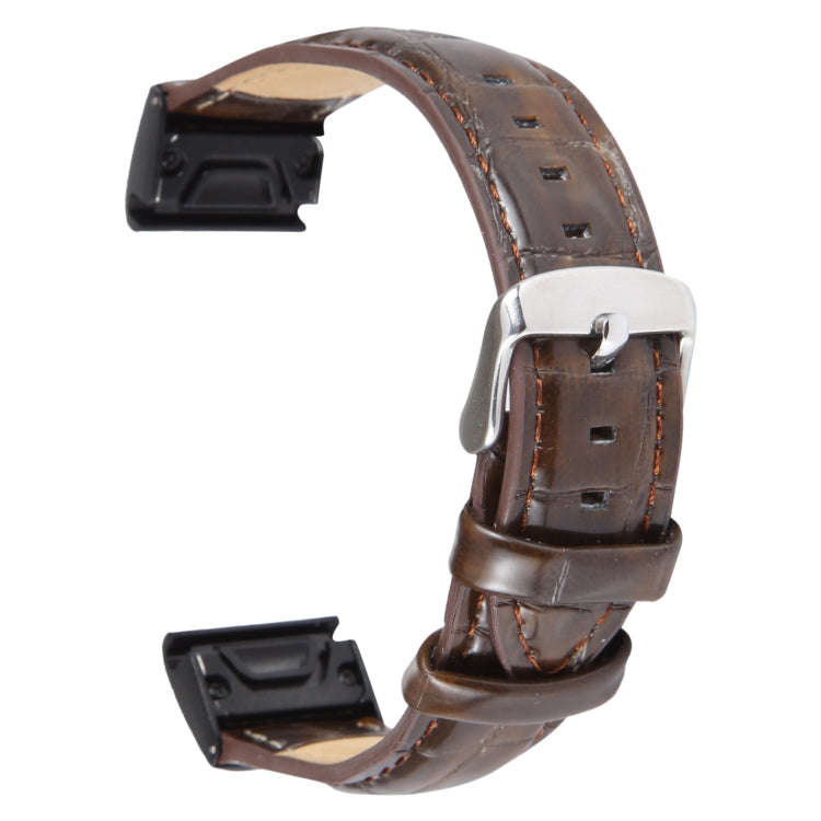 For Garmin Fenix 7S 20mm  Bamboo Joint Texture Genuine Leather Watch Band(Bamboo Brown)