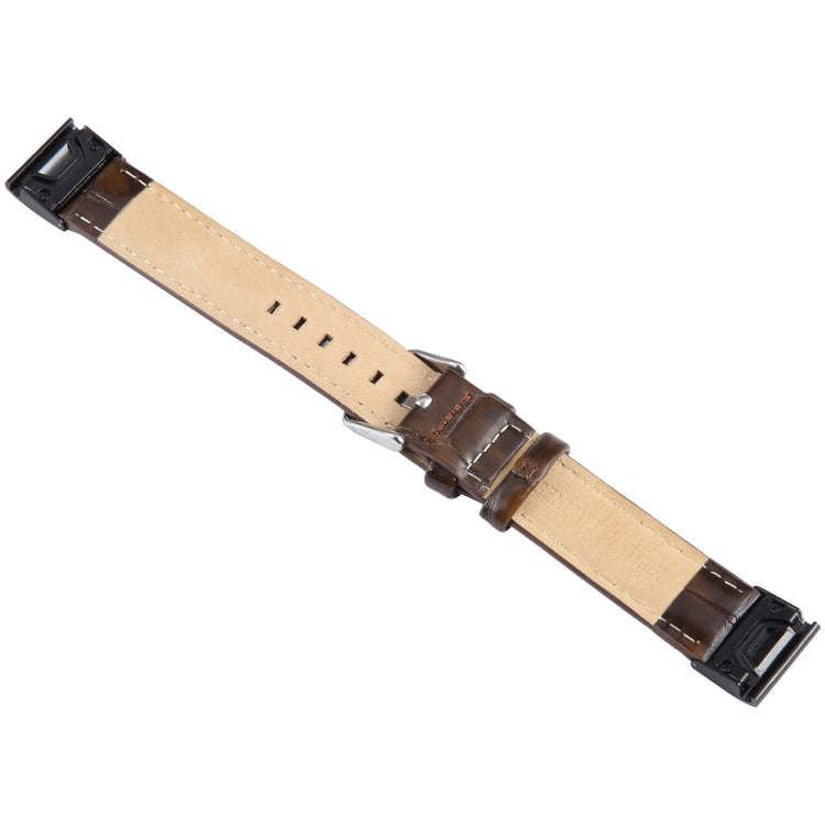 For Garmin Fenix 7S 20mm  Bamboo Joint Texture Genuine Leather Watch Band(Bamboo Brown)
