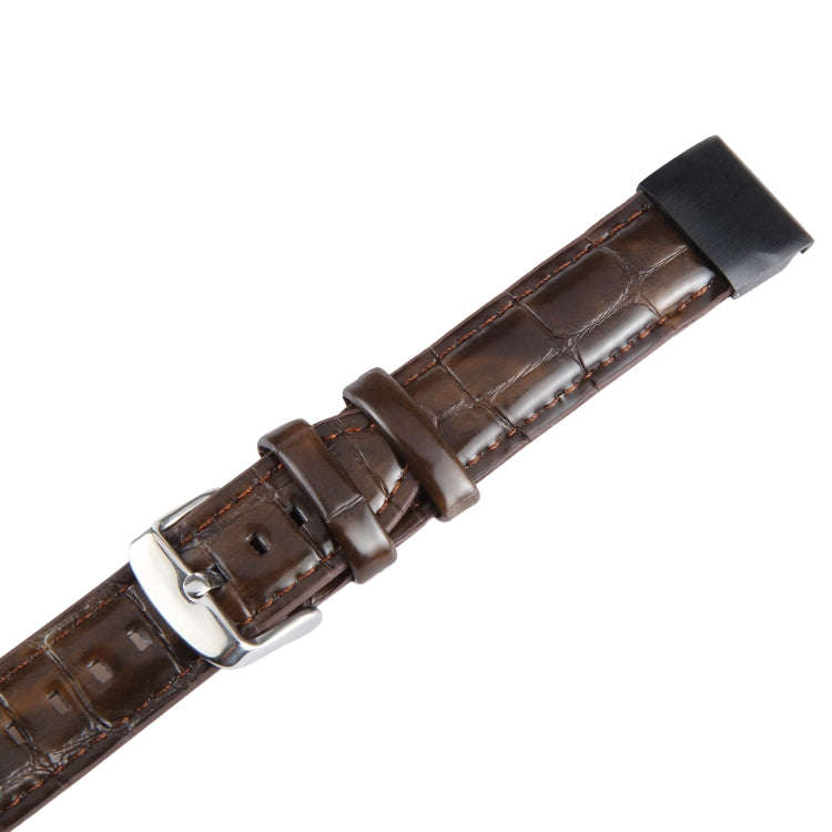 For Garmin Fenix 7S 20mm  Bamboo Joint Texture Genuine Leather Watch Band(Bamboo Brown)