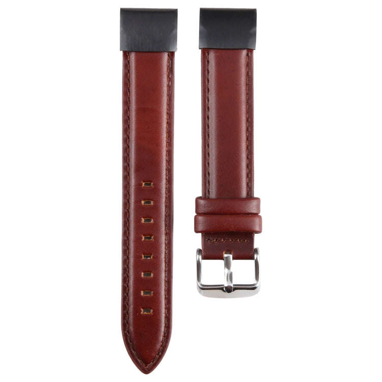 For Garmin Fenix 7 22mm Bamboo Joint Texture Genuine Leather Watch Band(Wine Red)