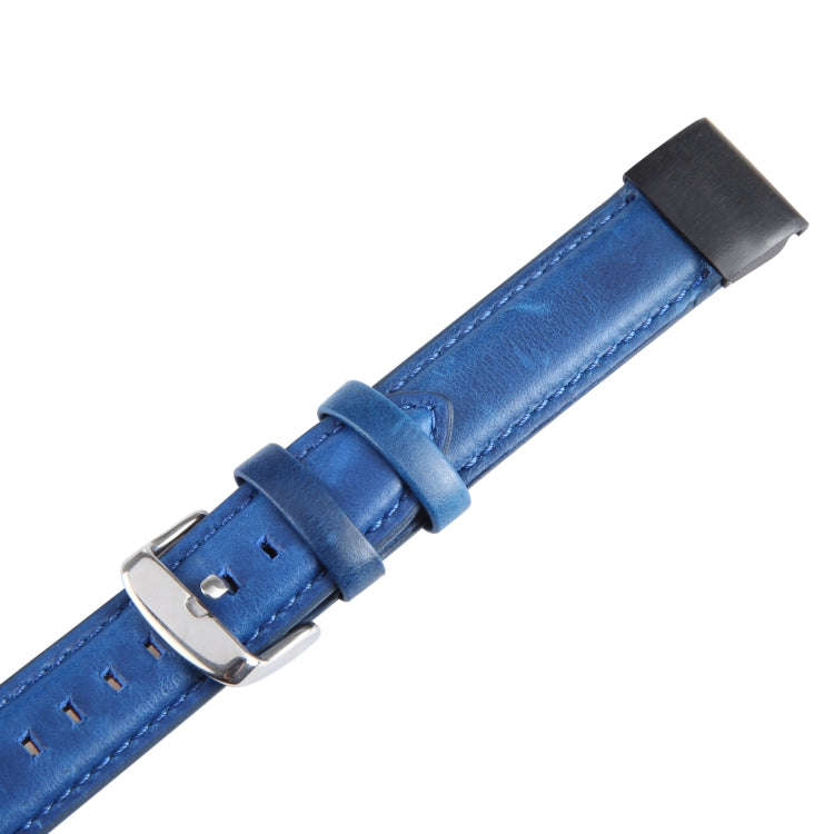 For Garmin Fenix 7X 26mm Bamboo Joint Texture Genuine Leather Watch Band(Dark Blue)