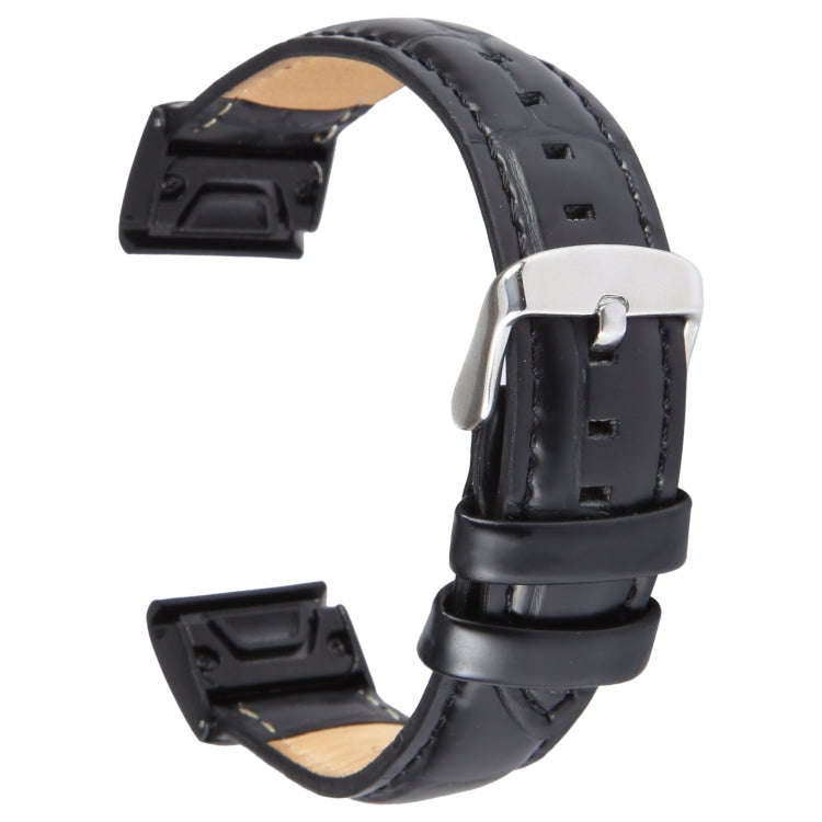 For Garmin Fenix 7X 26mm Bamboo Joint Texture Genuine Leather Watch Band(Bamboo Black)