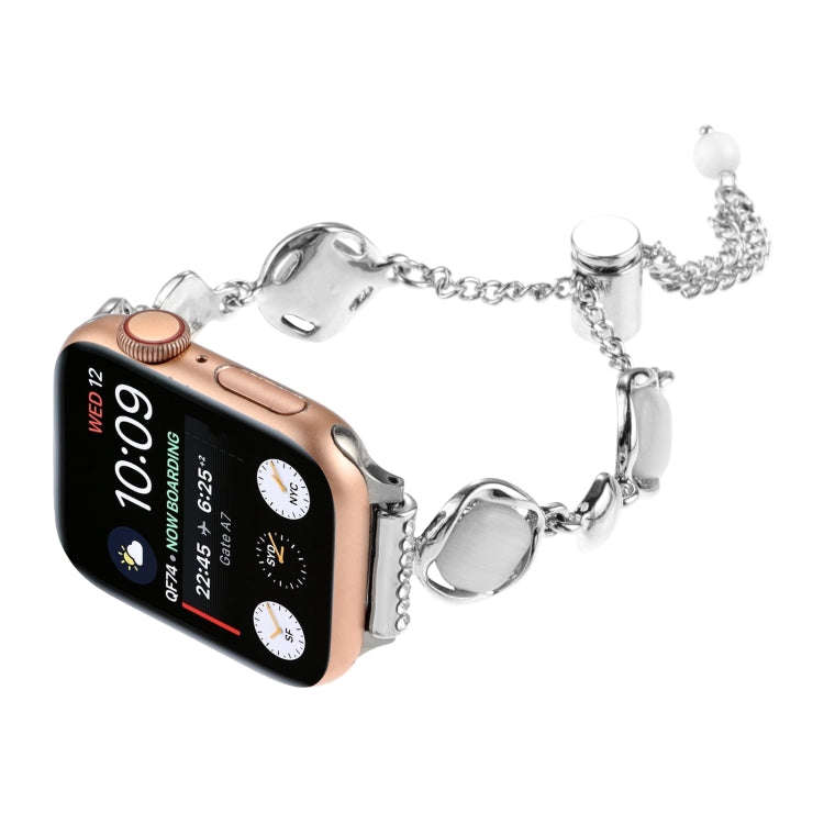 For Apple Watch Series 7 45mm Shell Metal Chain Bracelet Watch Band(Silver)