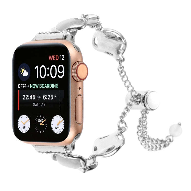 For Apple Watch Series 3 42mm Shell Metal Chain Bracelet Watch Band(Silver)