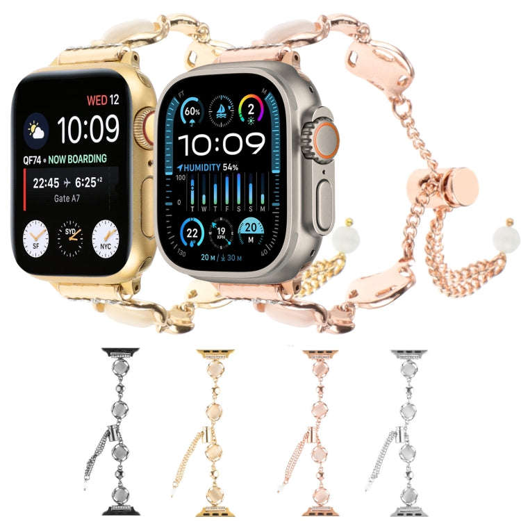For Apple Watch Series 7 41mm Shell Metal Chain Bracelet Watch Band(Silver)