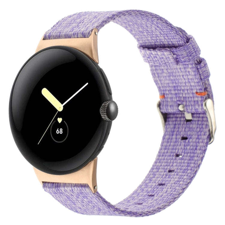 For Google Pixel Watch 4 / 3 / 2 / 1 41mm Nylon Canvas Watch Band(Lavender Purple)