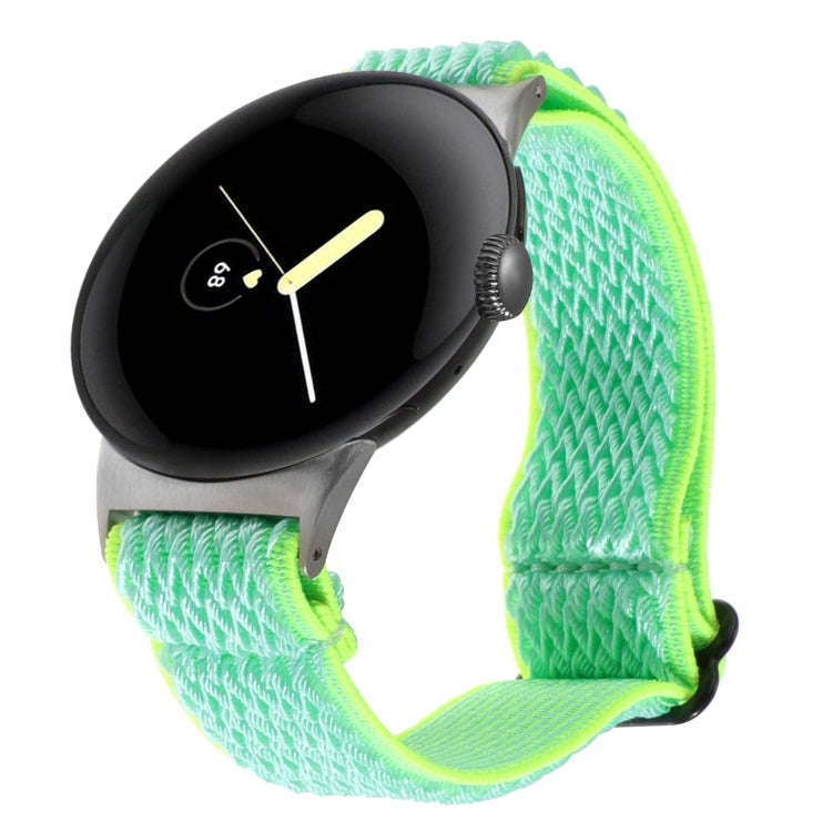 For Google Pixel Watch 4 / 3 / 2 / 1 41mm 20mm Wave Braided Nylon Watch Band(Mint Green)