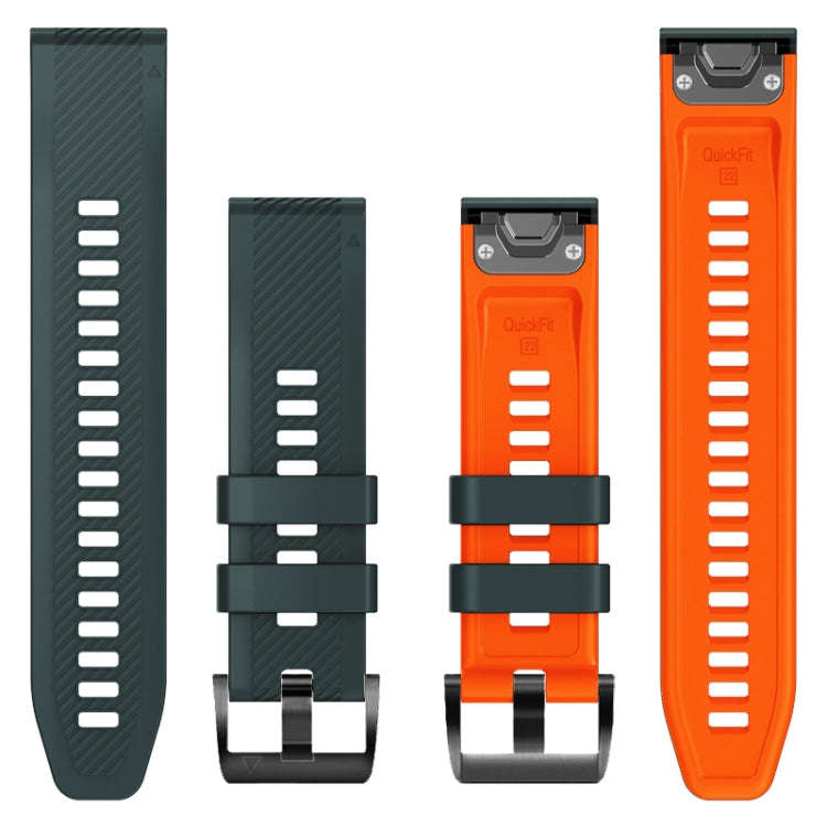 For Garmin Fenix 7X Twill Two Color Quick Release Silicone Watch Band(Gray Orange)