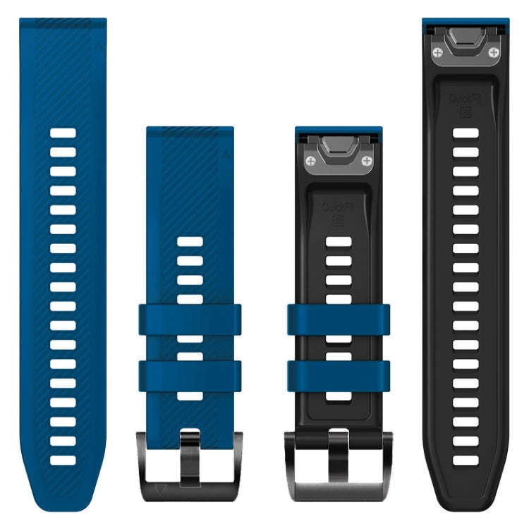 For Garmin Fenix 7 Twill Two Color Quick Release Silicone Watch Band(Royal Blue Black)