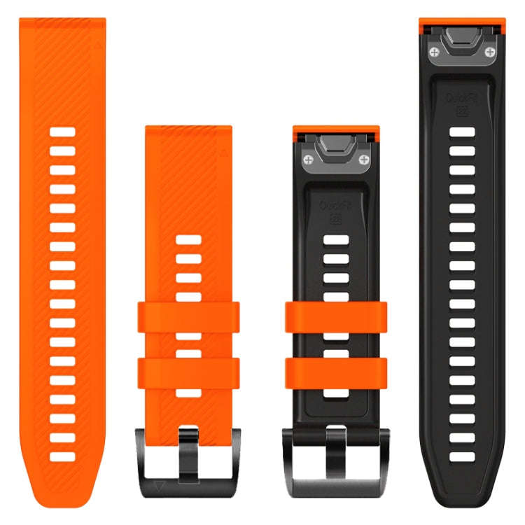 For Garmin Fenix 7 Twill Two Color Quick Release Silicone Watch Band(Orange Black)