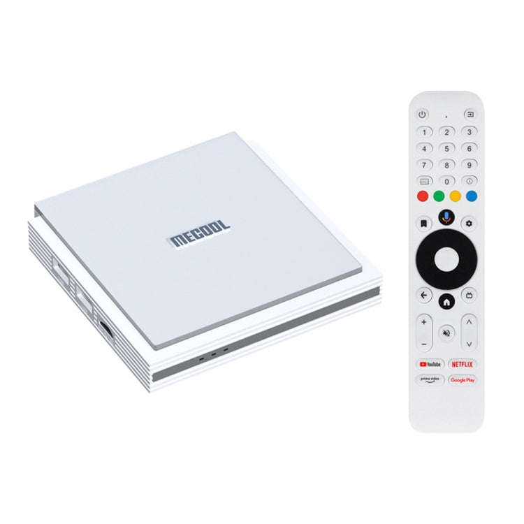 MECOOL KM2 Plus Android 11 Dual-band WiFi Smart Voice TV Box 4GB+32GB, UK Plug(White)