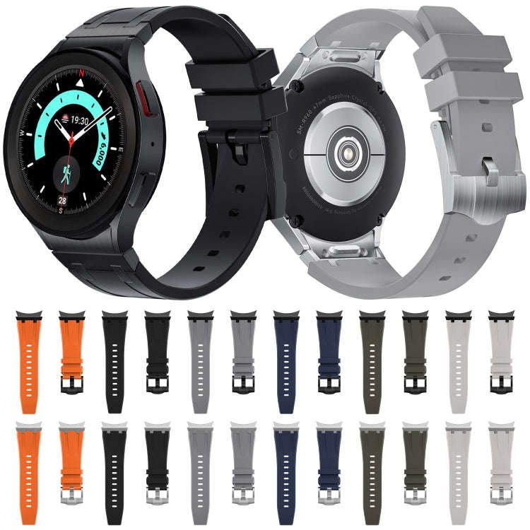 For Samsung Galaxy Watch 4 / 5 / 6 AP Series Liquid Silicone Watch Band(Silver Black)