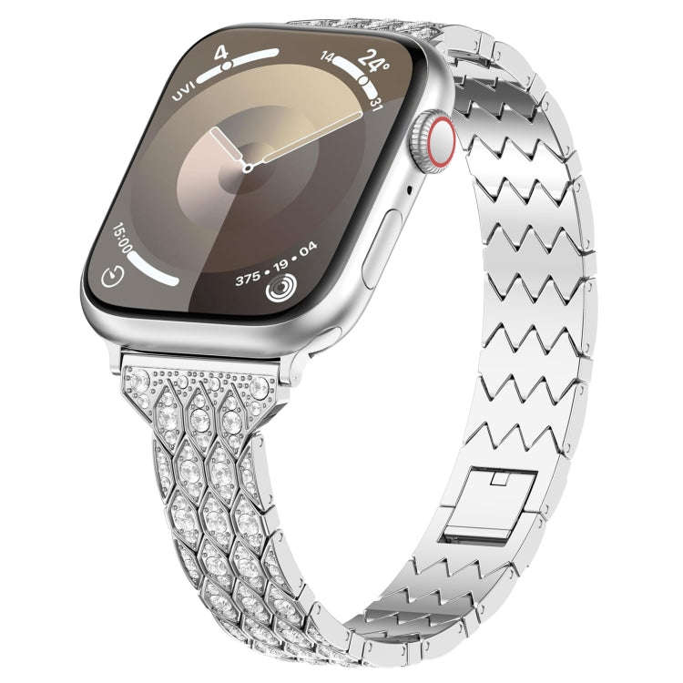 For Apple Watch Series 6 44mm Devil Eye Diamond Bracelet Metal Watch Band(Silver)