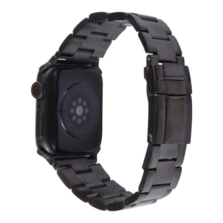 For Apple Watch Series 7 41mm Three-Bead Stainless Steel Watch Band(Black)