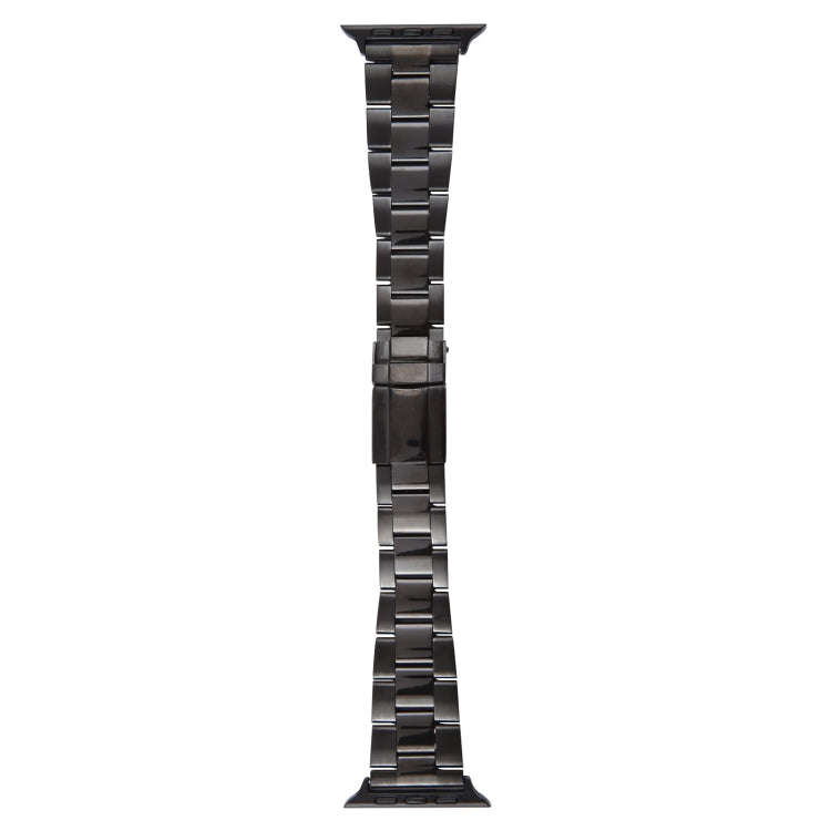 For Apple Watch Series 7 41mm Three-Bead Stainless Steel Watch Band(Black)