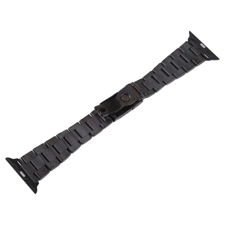 For Apple Watch Series 7 41mm Three-Bead Stainless Steel Watch Band(Black)