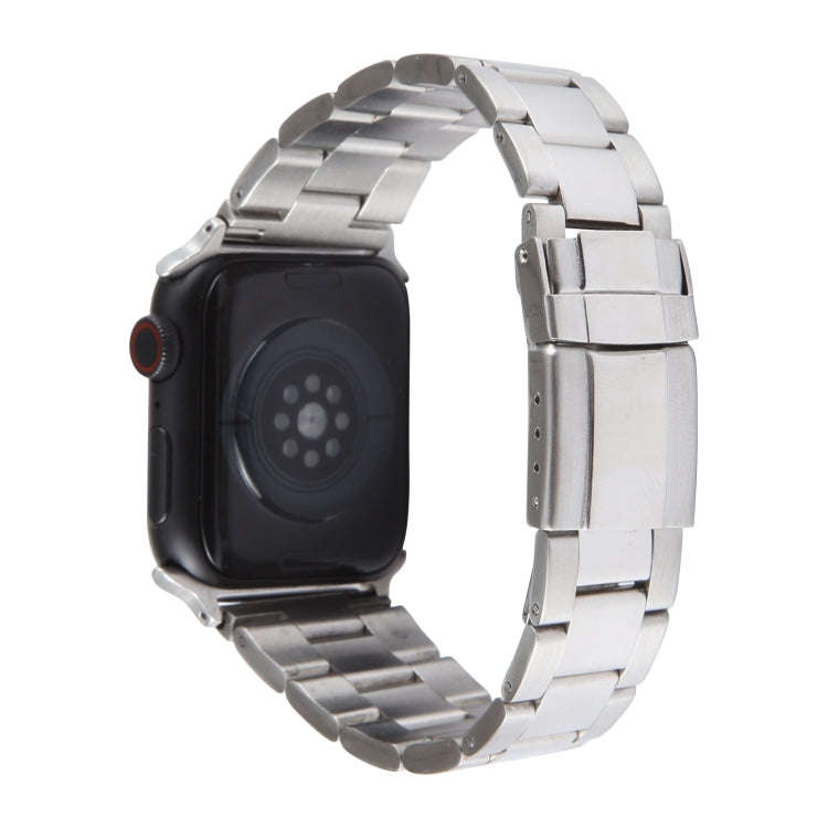 For Apple Watch Series 3 38mm Three-Bead Stainless Steel Watch Band(Silver)