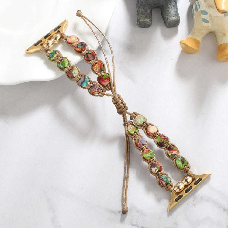 For Apple Watch Series 3 38mm Heart Stones Drawstring Chain Watch Band(Colorful)