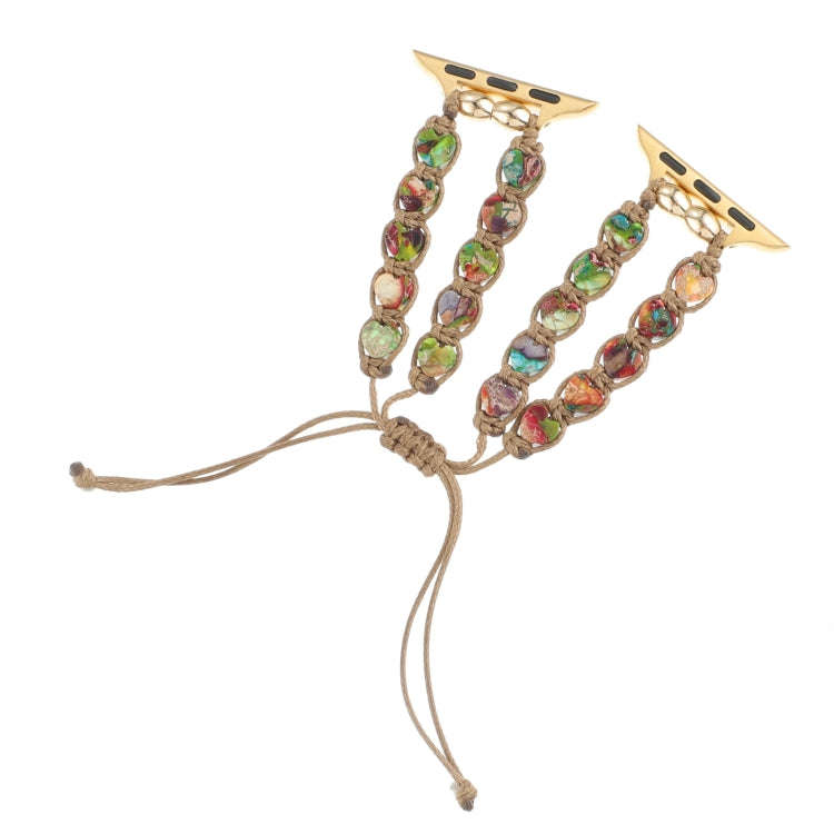 For Apple Watch Series 3 38mm Heart Stones Drawstring Chain Watch Band(Colorful)